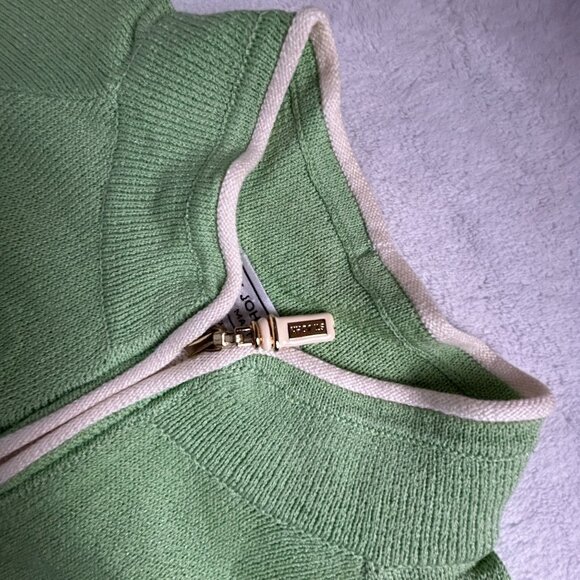 St. John Sport Marie Gray Womens Green Wool-Blend Zip-Up Short Sleeve Top Large - Picture 7 of 13